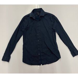 RW & CO MEN’S SLIM FIT Navy and Dots Button Casual Shirt sz Small 15-15 1/2 Neck